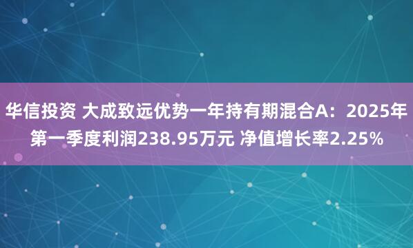 华信投资 大成致远优势一年持有期混合A：2025年第一季度利润238.95万元 净值增长率2.25%